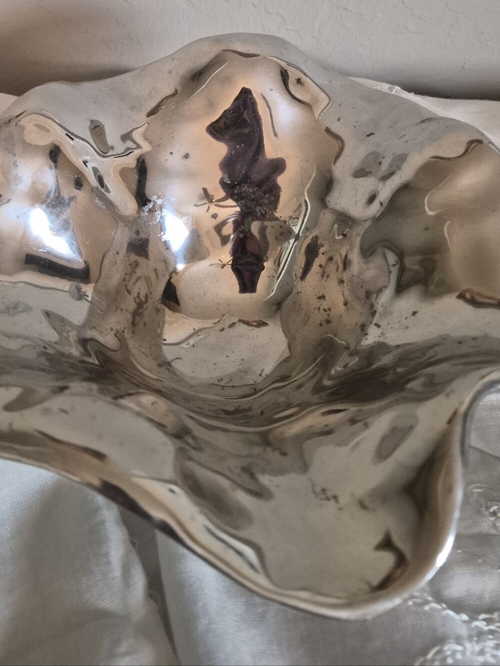 Polished Decorative Metal Bowl - Silver Home Art Accent